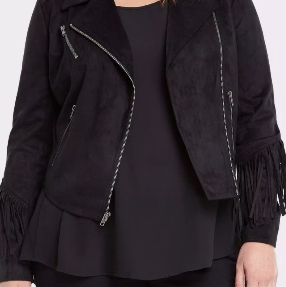 Torrid Black Zippered Women's Moto Jacket. Faux suede. Size 3x fully lined